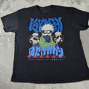 Naruto Shippuden Kakashi Hatake Anime Graphic‎ Print Black Mens T-Shirt